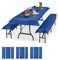 Relaxdays 12 x Bierzeltgarnitur Auflage, 4 Biertisch Tischdecken 250x100cm, 8 Bierbankauflagen 250x55cm, Outdoor, abwaschbar, blau