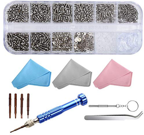 Drado 1100pcs Brillen Reparatur Set mit Nasenpads Set und Präzisions-Schraubendreher & Pinzette & Micro Schrauben für Brillen Uhren Sonnenbrillen