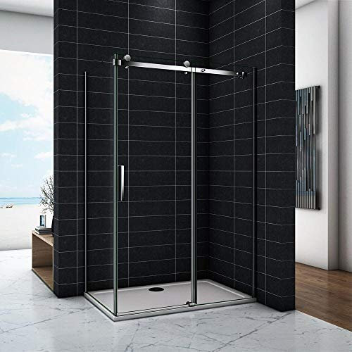 Box Doccia Angolare Porta Scorrevole con Parete Laterale 140x70x195 cm Vetro Temperato Trasparente 8 mm Anticalcare Telaio Cromo Lucido