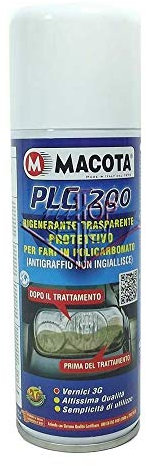 HITOPSELLER Macota PLC200 200ml rinnova rigenera fanali Spray ravvivante fari Auto Moto RAVVIVANTE Trasparente Protettivo