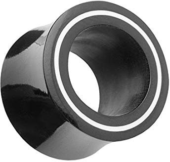 Taffstyle Flesh Tunnel Ohr Piercing Ear Plug Ohrpiercing Organic mit Horn Inlay Double Flared Schwarz Weiß 10mm