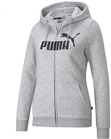 PUMA Damen ESS Logo Full-Zip Hoodie FL Pullover, Hellgrau (Light Gray Heat), M