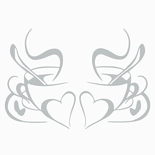 Artstickers Aufkleber für Kaffeetassen (30 x 21 cm), selbstklebend, Dekoration für Zuhause oder Restaurant und Café (Silber)