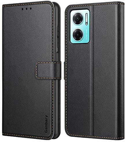 Ganbary Handyhülle für Xiaomi Redmi 10 5G Hülle, Premium Leder Klapphülle [Kartenschlitzen] [Magnetverschluss] [Standfunktion] kompatibel mit Xiaomi Redmi 10 5G Schutzhülle, Schwarz