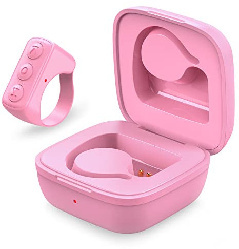 Tik Tok Fingerspitzen Seitenwender Bluetooth Fernbedienung Scrolling Ring Wiederaufladbare Wireless Kamera Fernauslöser Selfie Taste Controller mit Ladehülle für iOS/Android (Rosa)