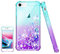 Pilaru for iPhone SE 2022/2020 & 6/6S/7/8 Case Clear Liquid Heart Lovely Glitter Soft TPU Cover Transparent Girly Protective Phone Case for iPhone 6/6S/7/8,Teal/Purple