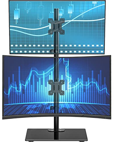 WALI Soporte para Monitor Doble, Soporte de Escritorio para Monitor Independiente de Pila Vertical, se Adapta a 2 Pantallas de computadora de hasta 27 Pulgadas (GMF002S)