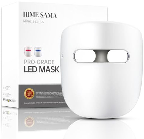 HIME SAMA Led Face Light Therapy Mask, Red Light Therapy Mask, Infrared & Blue Light Therapy Mask for Wrinkle Reduction, Wireless & Silicone Eye Pad Design, Miracle STAR (RB-010)