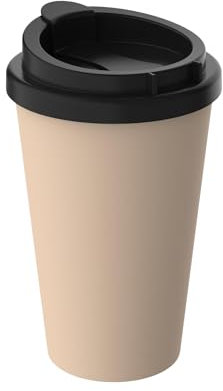 Thermobecher Kaffee to go aus Bio-Kunststoff - Kaffeebecher 350 ml BPA-frei & 100% recyclebar - Made in Germany Trinkbecher mit Deckel - Coffee Mug fürs Büro, Auto, Schule uvm. (Aprikose)