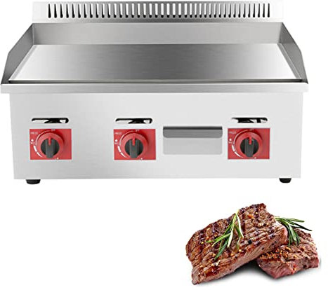 Exterior Gas Plancha BBQ LPG Quemadores Portátil Barbacoa Acero Inoxidable Hierro Fundido Placa Acero Inoxidable Cuerpo para Barbacoa de Jardín, Picnic al Aire Libre, Apto para Gas Butano,720b