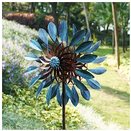 WindräDer Aus Metall FüR Den Garten, 213cm Groß Magische WindmüHle Aus Metall, DoppelflüGel-WindmüHle Deko WindmüHlen FüR Den Garten, Wetterfestes Gartendeko