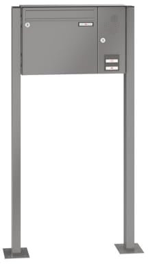 RENZ/Basic B/Freistehende Briefkastenanlage Standbriefkasten/RAL-Farbe/Volumen 12 L/mit Fußplatten/Sprechsieb rechts/Dein-Briefkasten.de