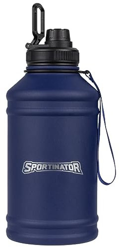 SPORTINATOR Hydrated Fitness Edelstahl Trinkflasche 2,2 Liter, Wasserflasche für Gym, Fitnessstudio, Workout, Fitness, Sport, Outdoor - Leicht, Stoßfest (blau)