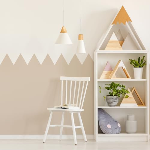 Muralo - Wandtatto für Kinderzimmer für Mädchen und Jugend - Wandsticker, Wandaufkleber Zickzack Tapete für Kindergärten, Schulaula, Schule, Boho Stil - Br.120cm x Hö.120cm - Beige