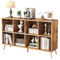 Flrrtenv 8-Cube Bookshelf 2 Tier Retro Bookcase with Legs, 120cm Wood Bookshelves Storage Organizer Shelf, Freestanding Open Book Shelves for Bedroom Living Room Office, Rustic Brown