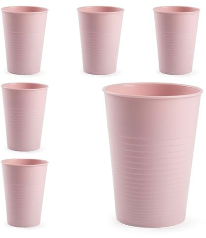 Lot de 6 verres à eau en plastique dur réutilisables et incassables pour fêtes et événements (360 rose)