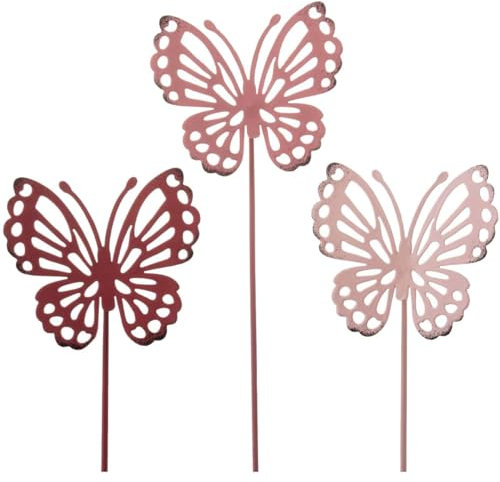 Frühling Gartenstecker im Set Schmetterling - Bunte Gartendeko aus Metall wetterfest für Blumenkasten, Garten, Deko für Draußen - Gartenfigur als Frühjahrsdeko, Frühlingsdeko, Stecker Dekoration