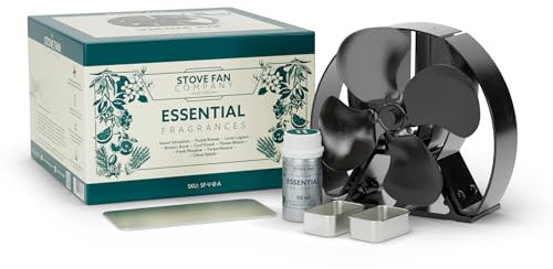 Viking Air Stove Fan and Cooker Top Fan with Twin Fragrance Dispenser - Revolutionary 4-Blade Air Freshener & Aroma Diffuser for Homes, Enhanced with Heat-Driven Circulation Technology (Satin Black)