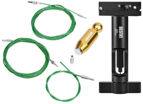 BESNIN Bike Cable Routing Tool Internal Cable Routing Kit Bike Frame Cable Guide for DI2 Tube/Inner Cable/Brake Tube Cable Routing (Gold Internal Cable Routing kit and Black Cutter Hose)