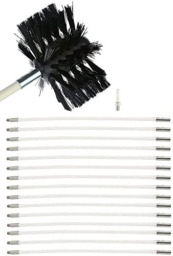 kit spazzacamino kit spazzola per camino, spazzola per la pulizia del camino con aste, testine per spazzacamino, per camino, asciugatrice e fognatura (colore: 15 aste, dimensioni: 410 mm)