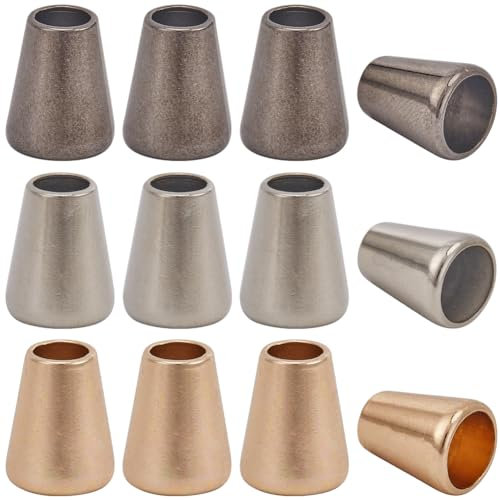 GORGECRAFT 1 Box 30Stk 3 Farben Metall-Glockenstopper 5x8x12mm Konische Kordelenden Kappen Seilverschluss Endstopper Reißverschluss Kordelstopper Für Kordelzug Schlüsselband Rucksack DIY Gold/Silber