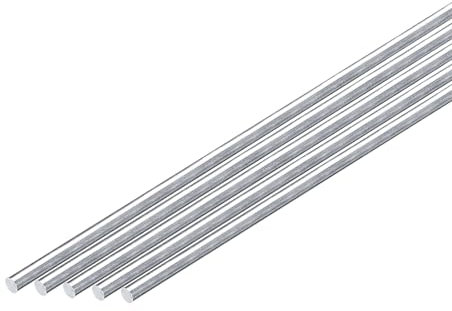 sourcing map 10Pcs 1/8(3mm) Dia Round Aluminum Rod, 12(305mm) Long 6061 Aluminum Round Rod Solid Lathe Bar Stock for Industry Construction DIY Crafts