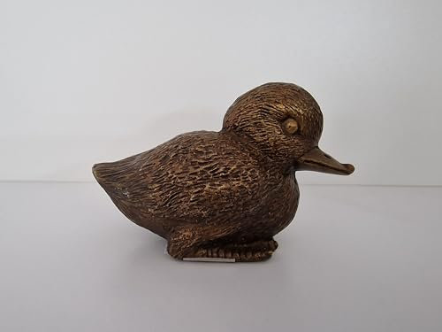 IDYL Bronze-Skulptur Entenküken | 6x4,5x10 cm | Tierfigur aus Bronze handgefertigt | Gartenskulptur oder Teich-Dekoration | Hochwertiges Kunsthandwerk | Wetterfest