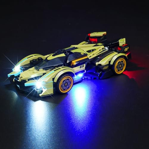 LED-Licht Kit Kompatibel mit Lego Lamborghini Lambo V12 Vision GT Supersportwagen, LED Beleuchtungsset Kompatibel mit Lego 76923 (Only Light Set, NO Model) (Led Light for Lego 76923)