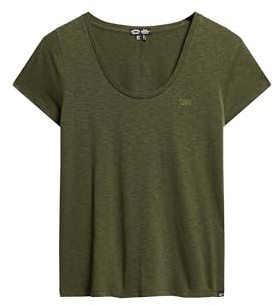 Superdry Scoop Neck Tee T-Shirt, Army Khaki Green, 8 Jahre