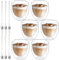 Lot de 6 verres à latte macchiato à double paroi - 250 ml - Verres à double paroi avec 6 cuillères à cappuccino - Verres à café glacé - Verres thermiques