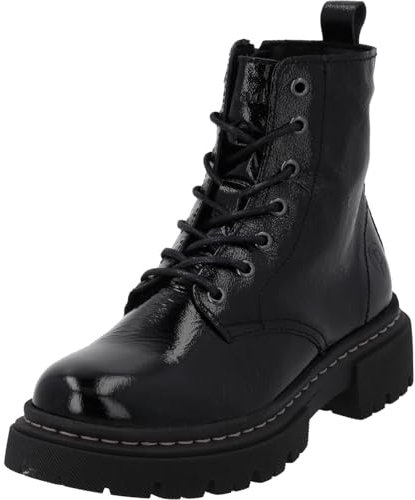 Palado Stiefeletten Damen Biak – bequeme Boots Made in Portugal - leicht gefütterte Stiefel - modische Winterschuhe Schwarz Lack UK7 - EU40