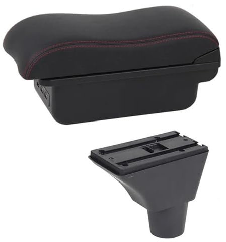 NINOMA Utiliser Toute l'année Boîte D'accoudoir De Voiture, Contenu De Magasin Central, Décoration De Style avec Porte-gobelet, Accessoires USB pour Ibiza 6j 6L(C Red Line 2)