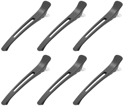 Juego de 6 pinzas para el pelo para peinar y cortar, pinzas antideslizantes con bandas de silicona, pinzas de sección transversal que no dejan marcas para pelo grueso y fino