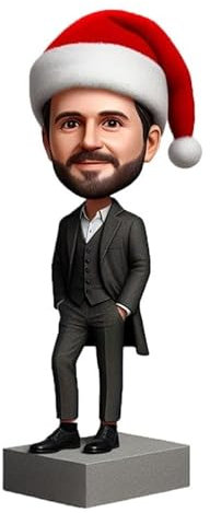 mydedor Wackelkopf, personalisierbarer Wackelkopf für den ganzen Kopf, roter Weihnachtsanzug, handgefertigt, Wackelköpfe, individuelle Dekoration oder einzigartige Geschenke für Erwachsene