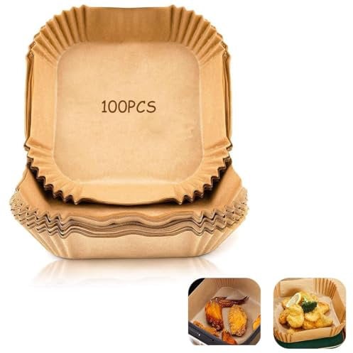ZEPIQOR Papier cuisson air fryer, 100 pièces Food-Grade BPA gratuit, 20-24 cm, pour friteuse sans huile 5 à 8 litres - Idéal pour la cuisson saine, papier cuisson air fryer, accessoires air fryer