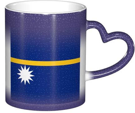 WCXTHGFA Tasse à café en céramique avec motif drapeau de Nauru changeant de couleur, tasses à café sensibles à la chaleur
