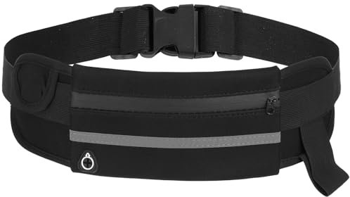 JIEYAO Laufgürtel für Handy, Ultraleichte Hüfttasche Wasserdicht Bauchtasche Elastischer Lauftasche Jogging Verstellbare Handytasche Sportgürtel Herren Damen Running Belt für Joggen Fitness (Schwarz)