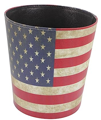 Zerodeko Vintage Leather Trash Can for Home Multi-function Storage Bin Garbage Bucket in English Style