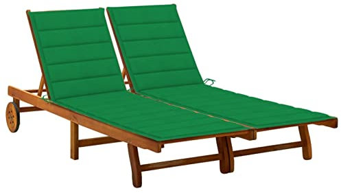 Xichuzi 2-Personen-Sonnenliege mit Auflagen Akazie Massivholz, Gartenliege, Liegestuhl, Sonnenstuhl, Sonneninsel Outdoor, Liegen, Gartenmöbel, Bäderliege, Relaxliege - 3061379