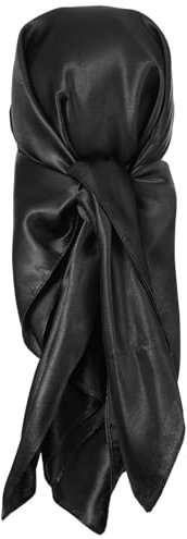 90 x 90 cm Kopftuch für Frauen, Schwarzer Quadratische Schals für DamenHaartuch Seide Satin Halstuch Quadrates Sommer Sonnenschutz Kopf Halstuch, Satin Seidentuch Haar Wrapping Haarschal Haarschmuck
