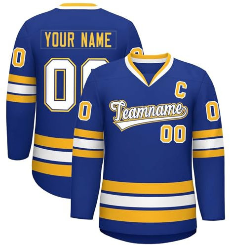 Eishockey-Trikot Personalisierbar Hockey Trikots mit Ihrem Namen/Team/Nummer/Logo Bekleidung für Hockey-Fans Custom Hockey Jersey Eishockey Trikot Sports Uniform Atmungsaktiv Shirt,Blue