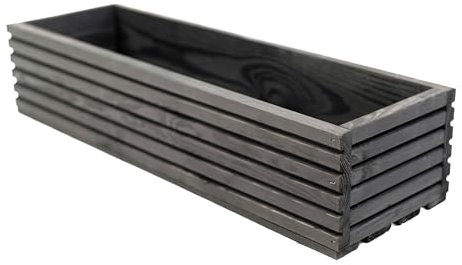 BOGATECO Blumenkasten aus Holz | Pflanzkasten | Blumentopf | Kräutertopf für zu Hause Garten Balkon Terrasse | Topf mit Kunststoffeinsatz | Imprägniert (Dark Grey, 64 x 20 x 14,5 cm)
