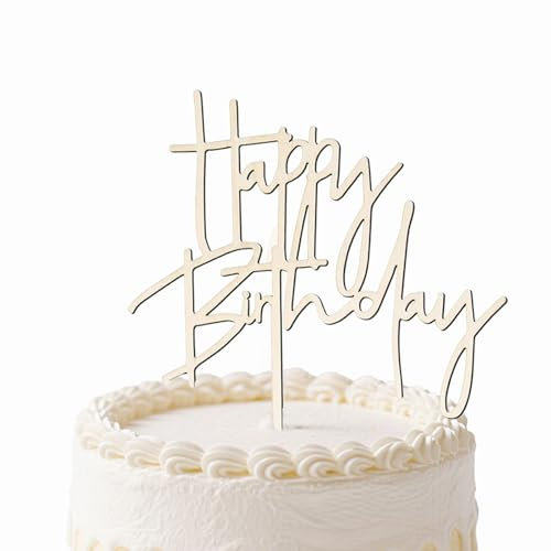 Tortendeko,Happy Birthday,Deko,Geburtstag,Cake Topper,Kuchen,Holz,Torten,Geburtstagskuchen,Personalisiert,Toppers,Tortenstecker,Geburtstagstorte,für Kuchendekoration Zum Kinder,Erwachsene,Frau