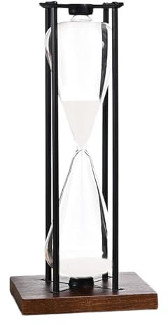 Rdxanc Grand sablier moderne en fer noir/blanc 30/60 minutes pour cuisine, maison, bureau, décoration