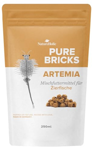 NatureHolic Pure Bricks Artemia | Gefriergetrocknete Artemia Würfel für Zierfische Garnelen Krebse Krabben Asseln | Proteinreiches Naturfutter mit Astaxanthin und Chitin