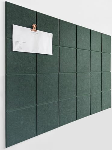 DECORETTA Filz Pinnwand (6er Set) | Große Alternative zur Korkplatte | Filzfliesen mit Klebepads für Fotos, Memos, Vision Board, Gebetsbrett & Dart-Wandschutz | Büro, Klassenzimmer – Aurora Grün