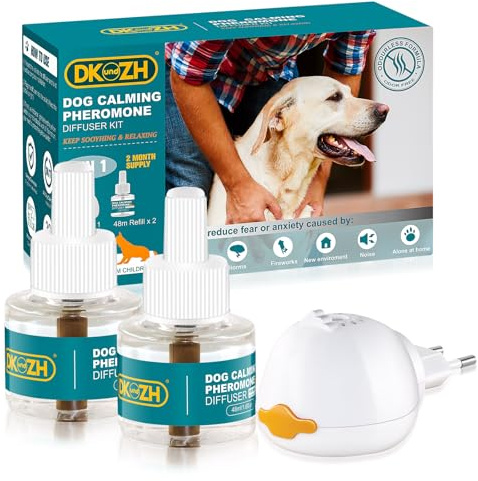 DKundZH 3 In 1 Pheromone Hund Set, Beruhigendes Diffusor (1 Beruhigung Steckdose +2 Nachfüllflakon), Beruhigungsmittel Zur Reduktion für Angstlinderung, Linderung von Aggressionen