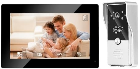 Système D'interphone Vidéo Filaire Couleur 7 Pouces, Caméra D'interphone Visuel, Sonnette Vidéo, Kits D'interphone for Maison, Villa, Appartement(M72T-1V1)