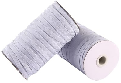 180 m/90 m 3/5/6 mm DIY-Seil, flache Gummibänder for Gesichtsmasken, breite elastische Kordel for Basteln, elastisches Seilband, Nähen(White,12mmX90m)