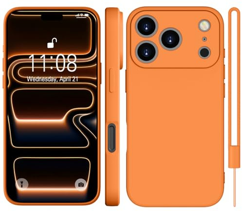 KPPIT for iPhone 17 Pro Max case silicone,Shockproof Slim Soft Gel Anti-Scratch,Microfiber Lining Protective,iPhone 17 Pro Max Phone Case,Orange